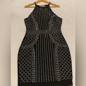 NEW! Windsor store Ladies black Rhinestone halter neck  strap dress